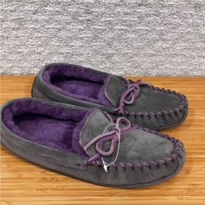 L.L. BEAN Kids Wicked Good Sheepskin Shearling Moccasins Slippers Kids Sz 4